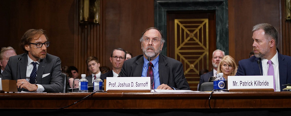 Joshua D. Sarnoff, professor of law at DePaul University, testifies before the Senate Judiciary Committee in a hearing on patent eligibility in Washington, DC, on June 4, 2019. Photo: Jay Mallin