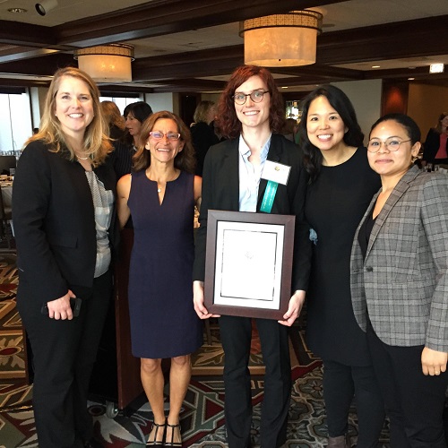 DePaul Law student Lark Mulligan is honored at a Women's Bar Foundation Scholarship Reception