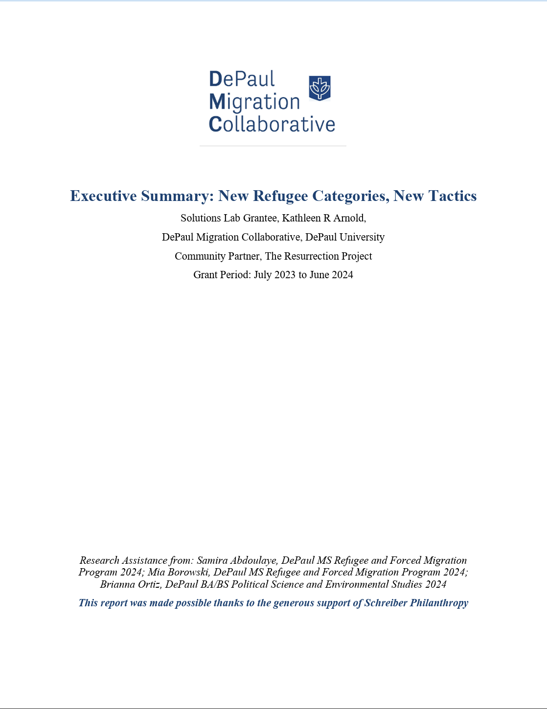 New Refugee Categories, New Tactics: Country Condition Reports for All